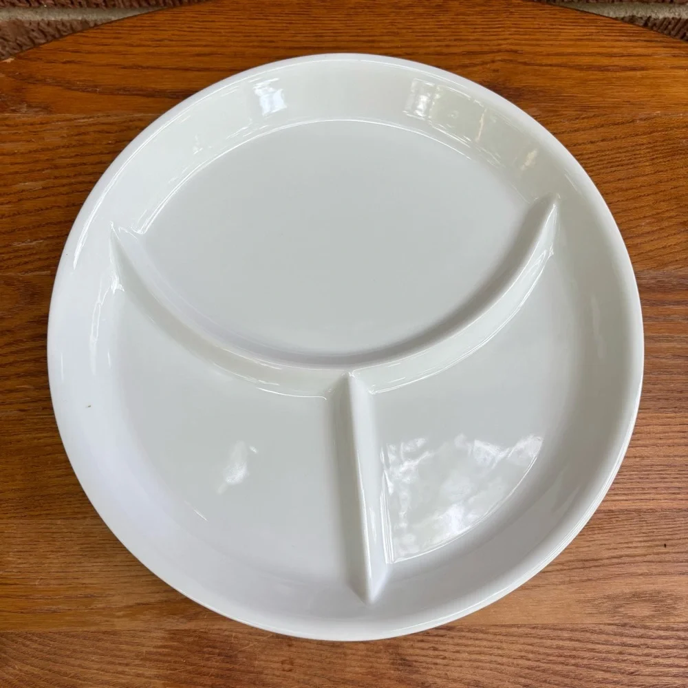 Vintage White China Divided Plates Restaurant Ware Set of 2